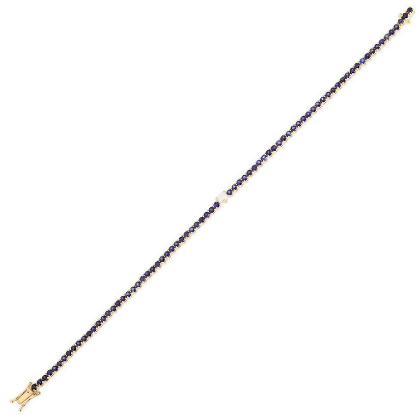 Blue Orbit Slim Sapphire Diamond Accent Bracelet in 14K Gold