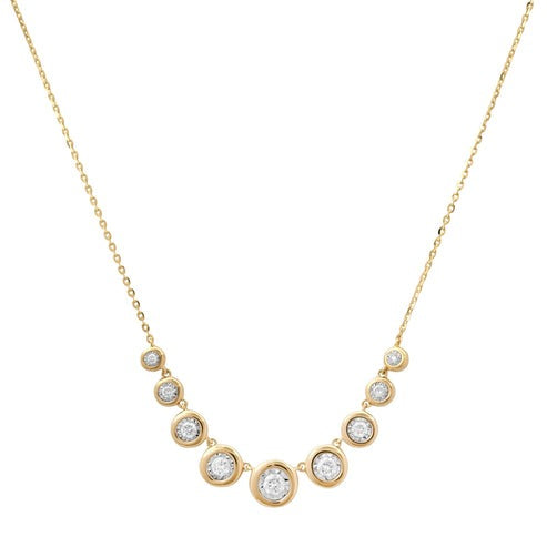 Graduated Bezel Set Diamond Necklace in 14K Yellow Gold