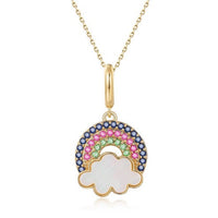 Tsavorite Pink Sapphire Pendant Necklace in 14K Yellow Gold