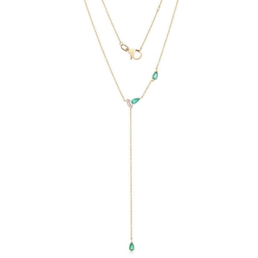 Baguette Diamond Lariat Necklace in 14K Yellow Gold
