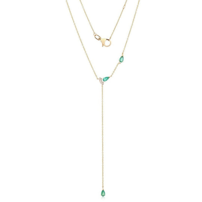 Baguette Diamond Lariat Necklace in 14K Yellow Gold