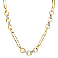 Oval Diamond Accents Link Chain Necklace in 14K Yellow Gold