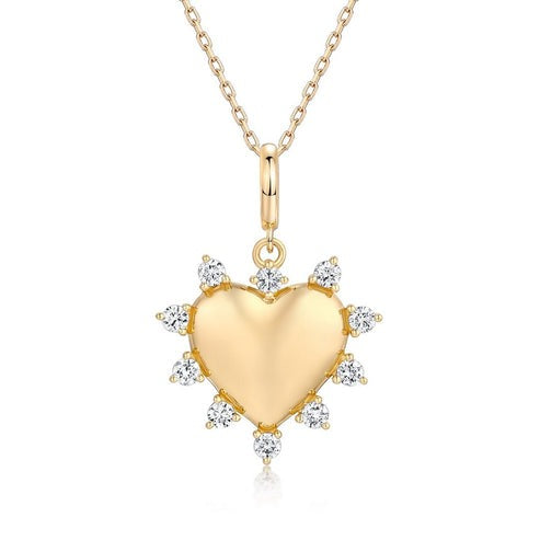 Heart Cut Diamond Pendant Necklace in 14K Yellow Gold