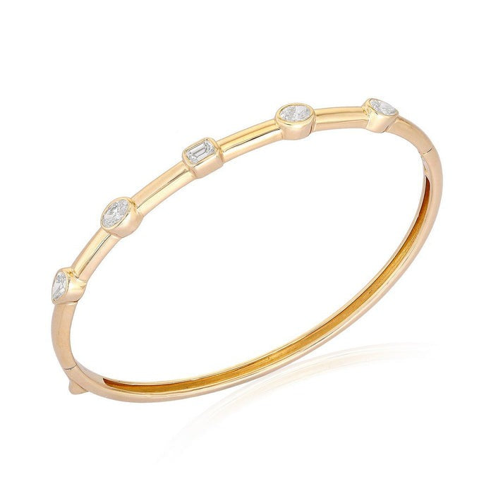 Fancy Diamond Bangle Bracelet in 14K Yellow Gold