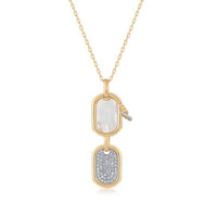 Pearl Charm Pendant Diamond Necklace in 14K Yellow Gold