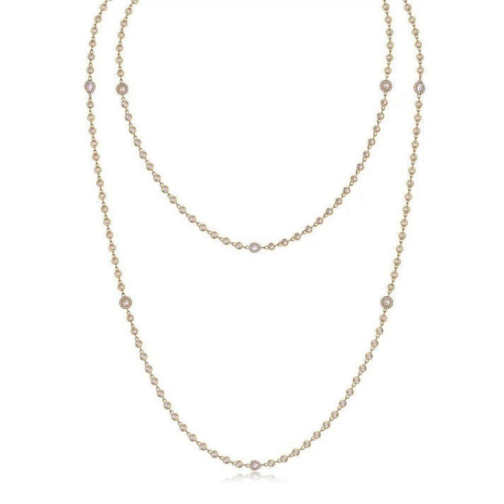 Pear Diamond Station Necklace in 18K Yellow Gold