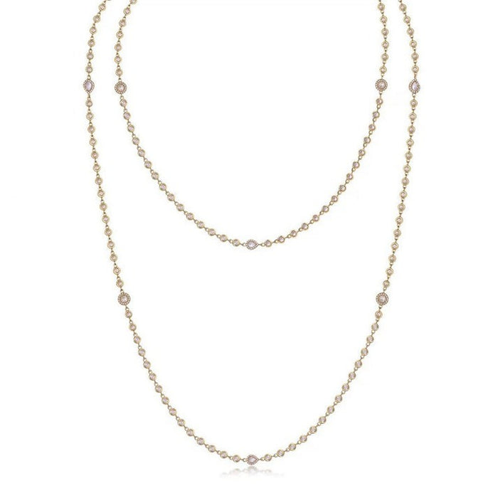 Pear Diamond Station Necklace in 18K Yellow Gold