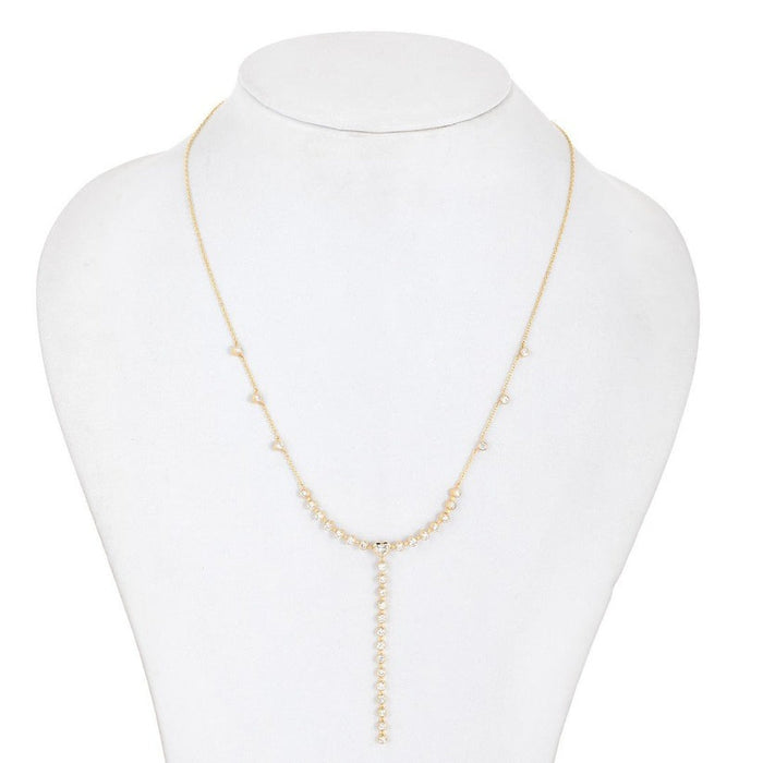 Dainty Round Cut Diamond Elegant Drop Necklace in 14K Yellow Gold