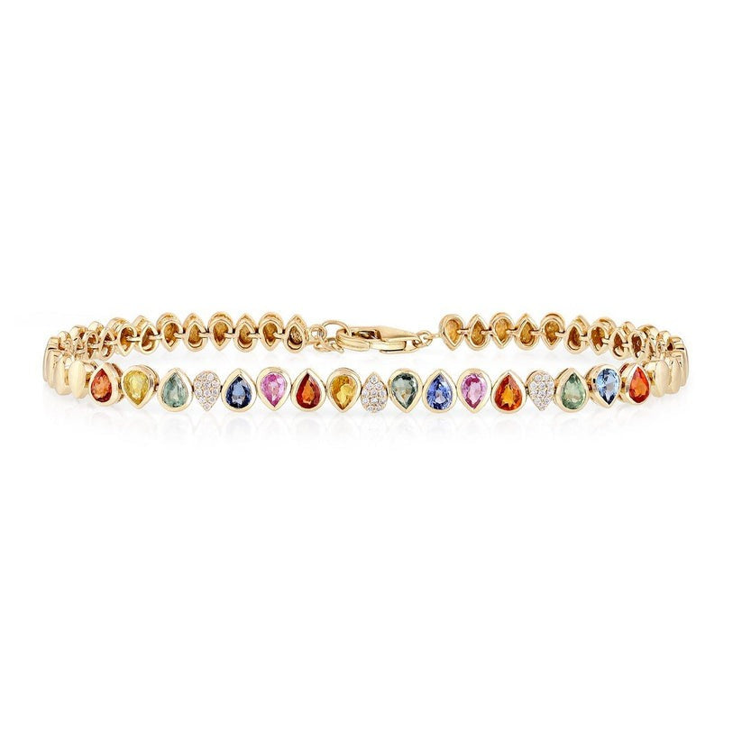 Diamond Multi-Sapphire Bracelet in 14K Yellow Gold