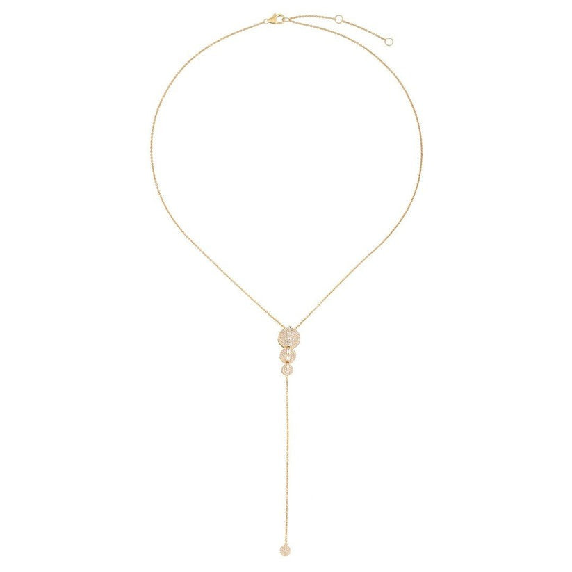 Baguette Knot Diamond Lariat Necklace in 14K Yellow Gold
