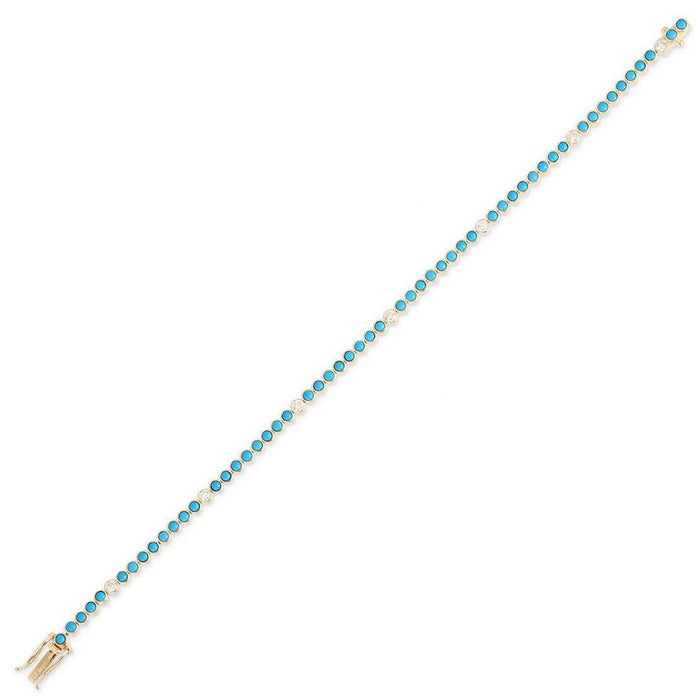 Enchanted Turquoise Tennis Bracelet in 14K Yellow Gold