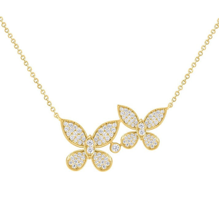 Diamond Cut Butterfly Pendant Necklace in 14K Yellow Gold