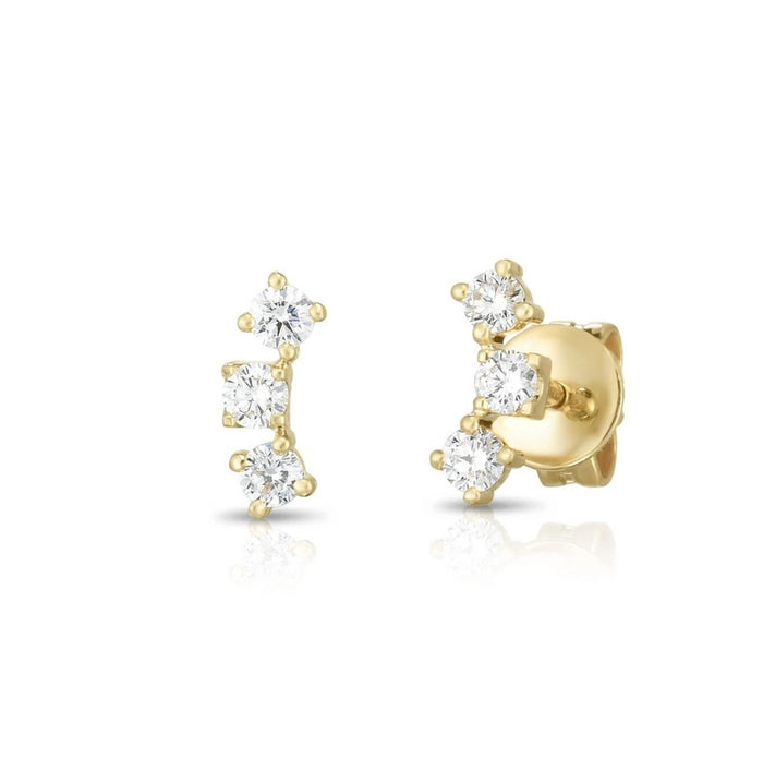 Heart Duo Open Diamond Earrings in 14K Gold