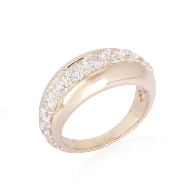 Channel Set Round Diamond Dome Ring in 14K Yellow Gold