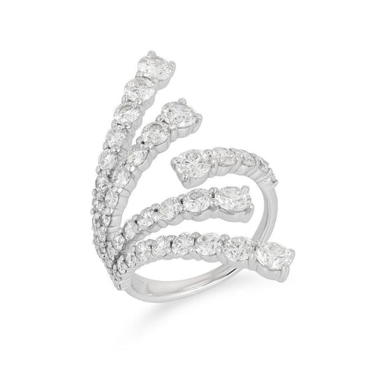 Diamond Cluster Fan Statement Ring in 14K White Gold