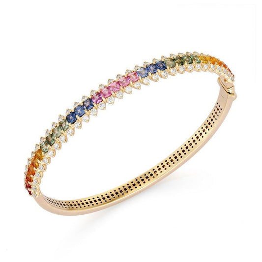 Aurora Luxe Gradient Sapphire Diamond Bracelet in 14K Gold