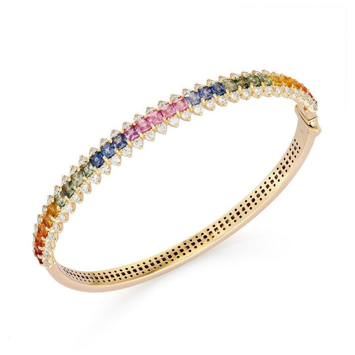 Aurora Luxe Gradient Sapphire Diamond Bracelet in 14K Gold
