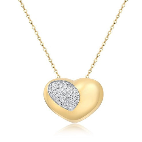 Flash Heart Pendant Diamond Necklace in 14K Yellow Gold