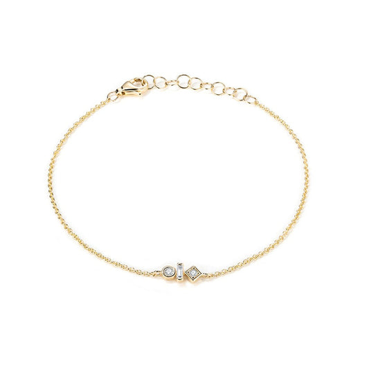 Geometric Trio Charm Diamond Bracelet in 14K Gold