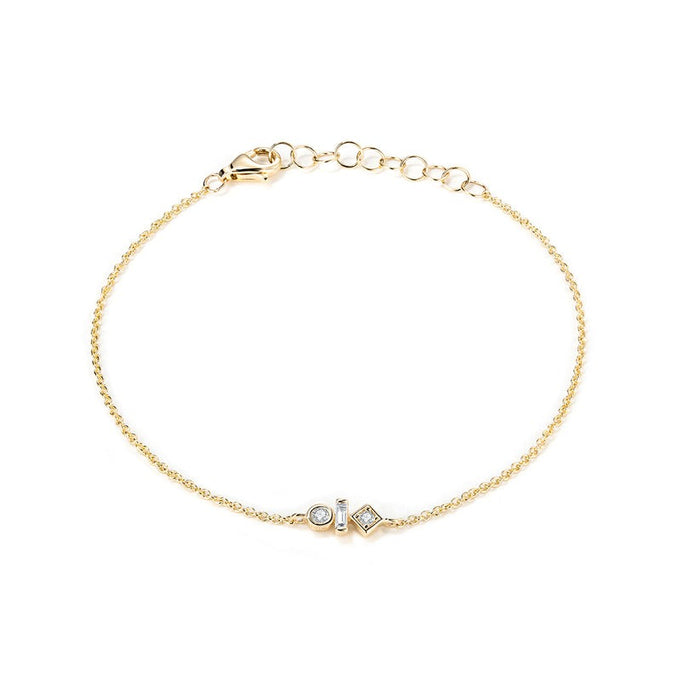Geometric Trio Charm Diamond Bracelet in 14K Gold