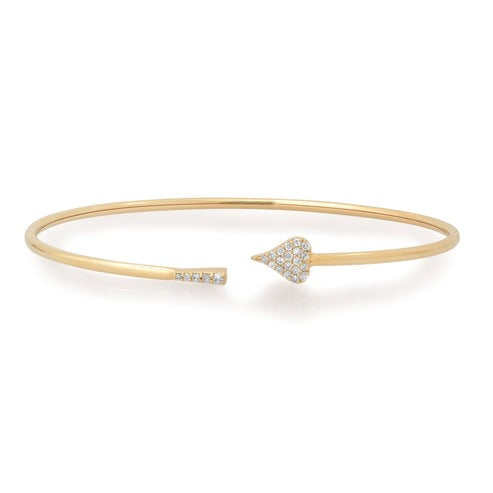 Twinkling Aura Heart Shape Bangle Bracelet in 14K Yellow Gold