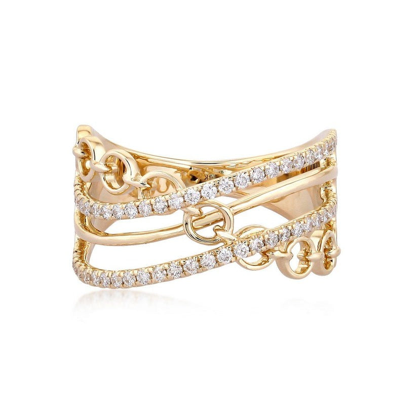Luxe Diamond Open Wrap Ring in 14K Yellow Gold