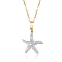 Diamond Starfish Charm Pendant Necklace in 14K Yellow Gold