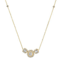 Baguette Diamond Round Pendant Necklace in 14K Yellow Gold