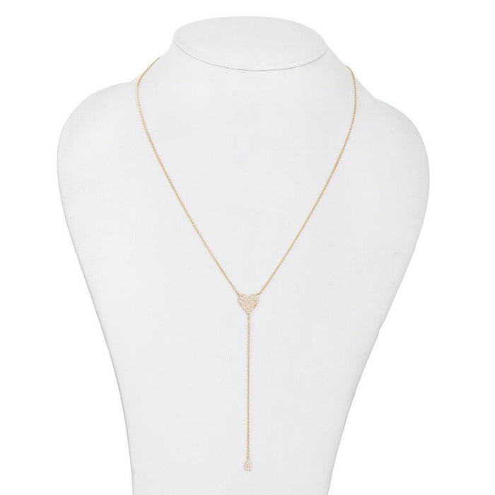 Diamond Heart Lariat Necklace in 14K Yellow Gold