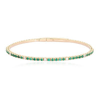 Classic Emerald Diamond Tennis Bangle in 14K Yellow Gold