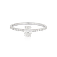 Classic Solitaire Oval Diamond Engagement Ring in 14K White Gold