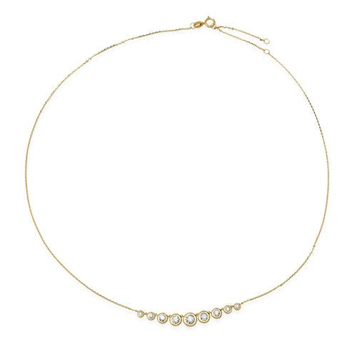 Graduated Bezel Set Diamond Necklace in 14K Yellow Gold