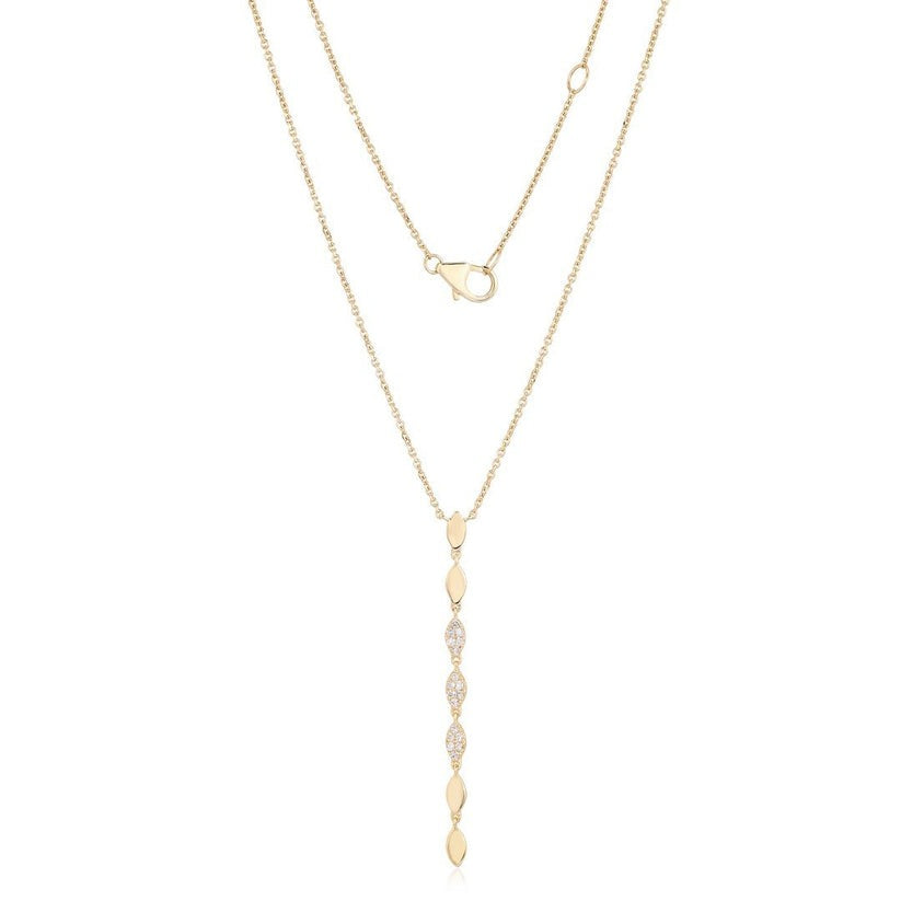 Pure Elegance Diamond Lariat Necklace in 14K Yellow Gold