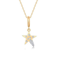 Linear Star Diamond Pendant Necklace in 14K Yellow Gold