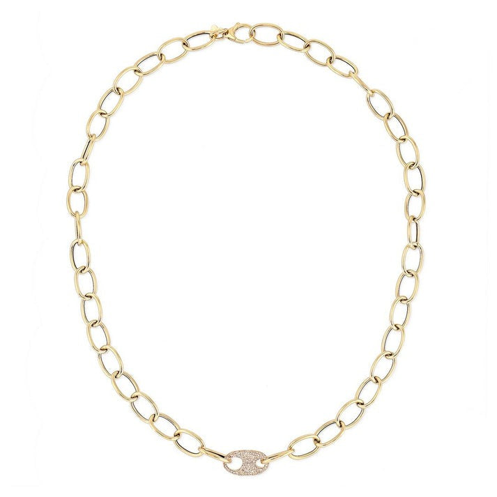 Elongated Paperclip Link Necklace in 14K Yellow Gold