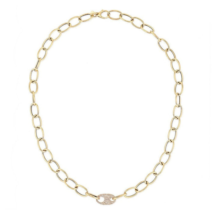 Elongated Paperclip Link Necklace in 14K Yellow Gold