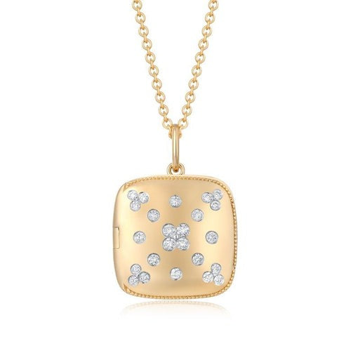 Gold Cushion Round Shaped Pendant Necklace in 14K Yellow Gold