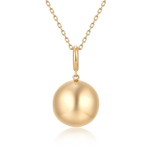 Polished Round Pendant Necklace in 14K Yellow Gold