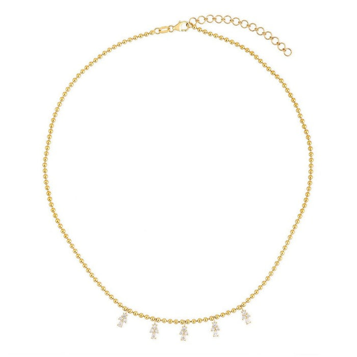 Pear Shape Diamond Necklace in 14K Yellow Gold