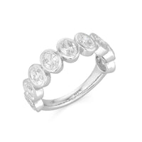 Bezel Set Oval Diamond Band Ring in 14K White Gold