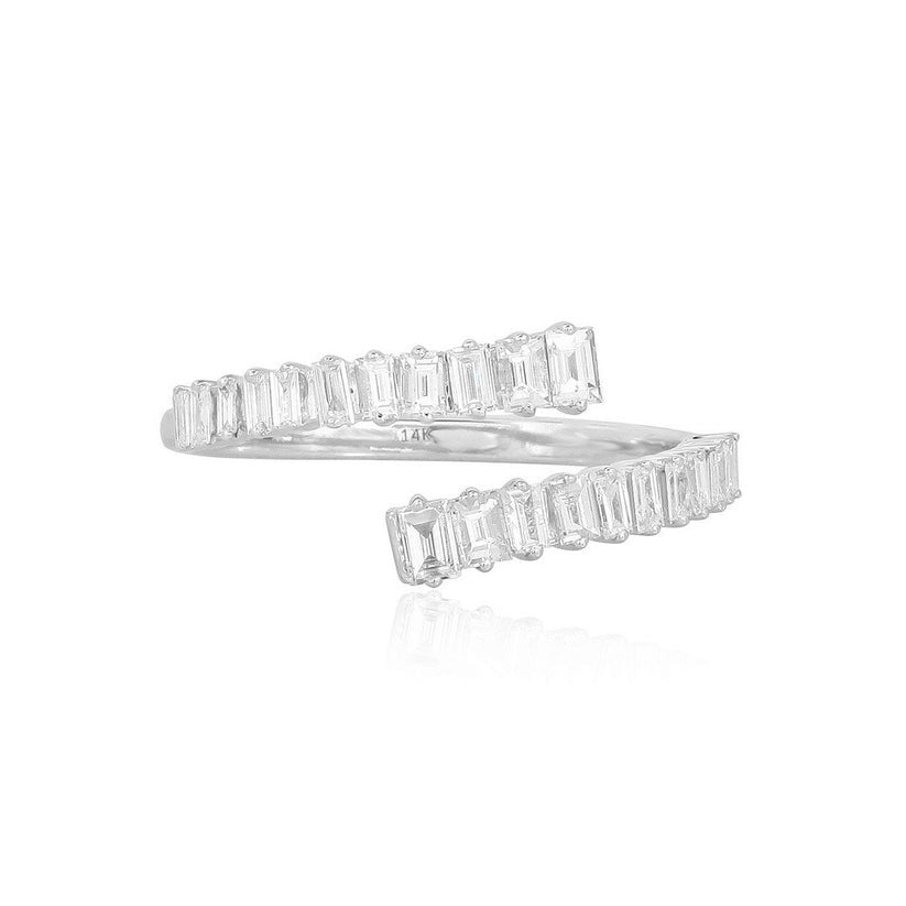 Diamond Infinity Baguette Wraparound Ring in 14K White Gold