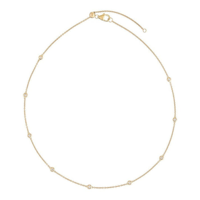 Station Bezel Set Round Diamonds Necklace in 14K Yellow Gold