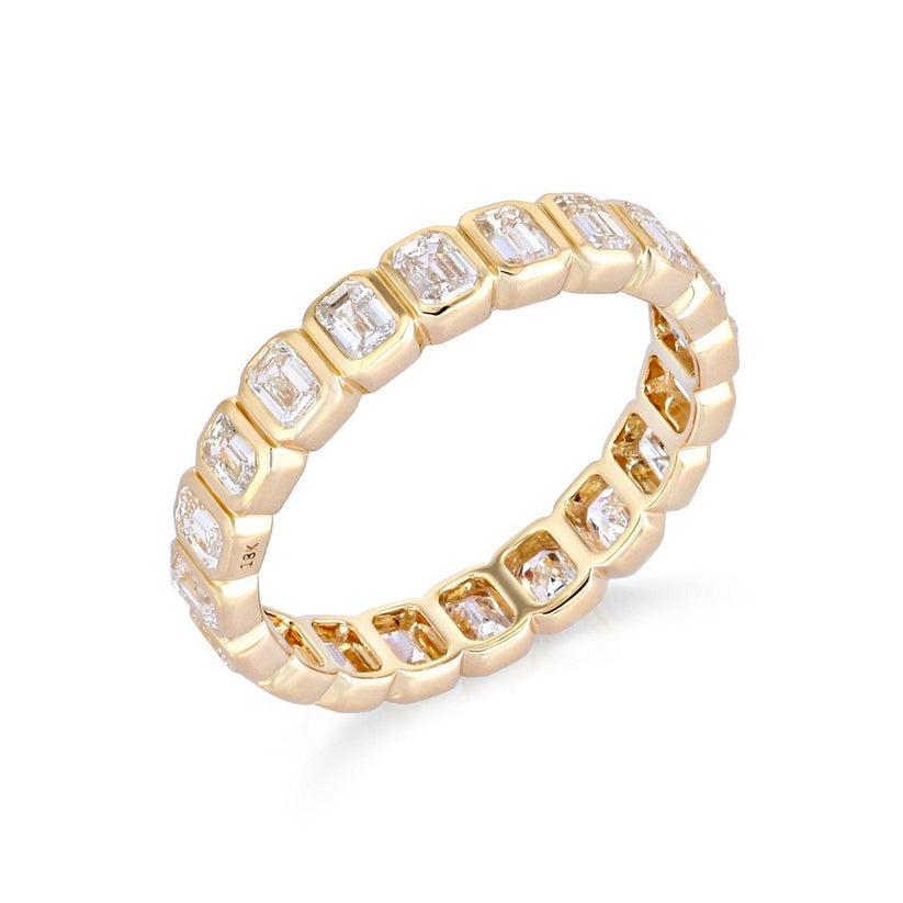 Emerald Cut Diamond Eternity Band Ring in 14K Yellow Gold