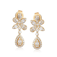 Diamond Fall Glittering Drops Earrings in 14K Yellow Gold