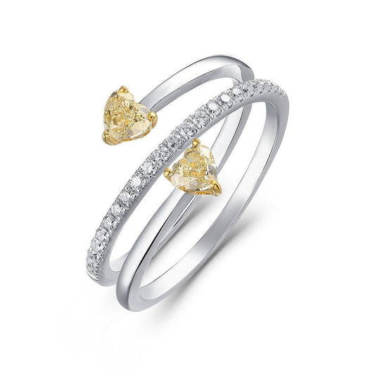 Heart Diamond Crossover Ring in 14K White Gold