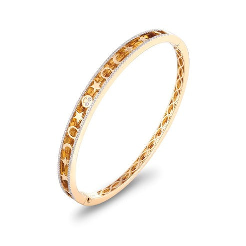 Diamond Round Bangle Bracelet in 14K Yellow Gold