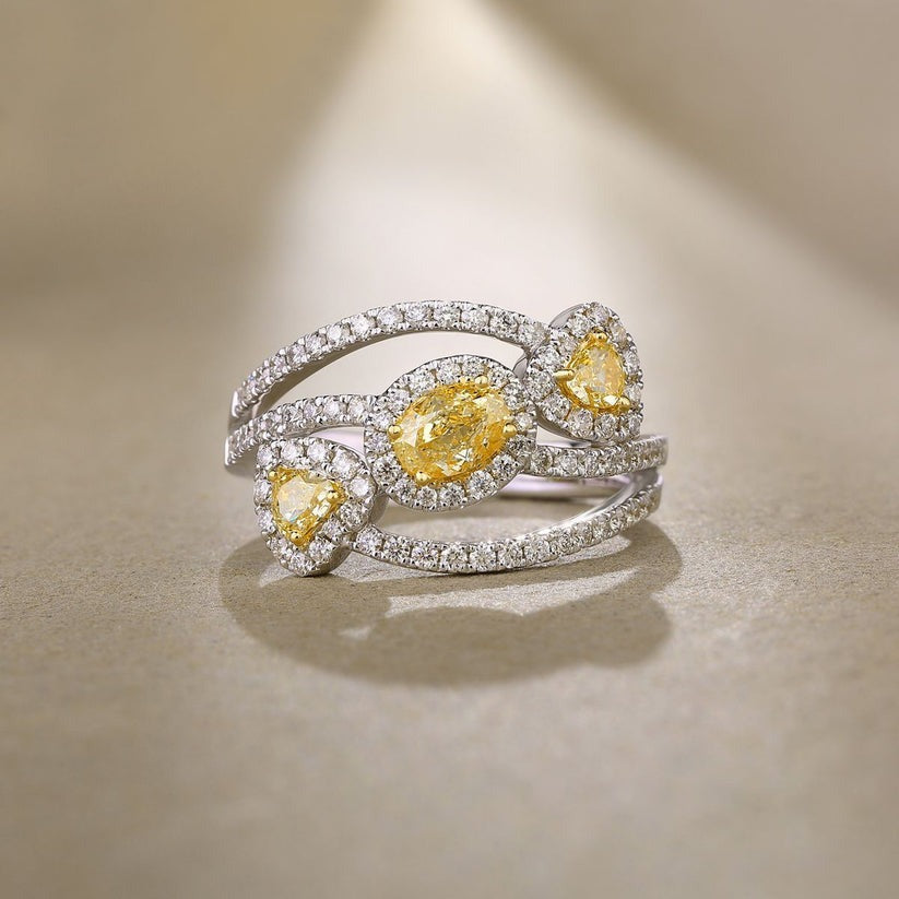 Diamond Halos Open Wrap Ring in 14K White Gold