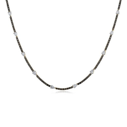Timepiece Diamond Station Necklace in 14K Yellow Gold