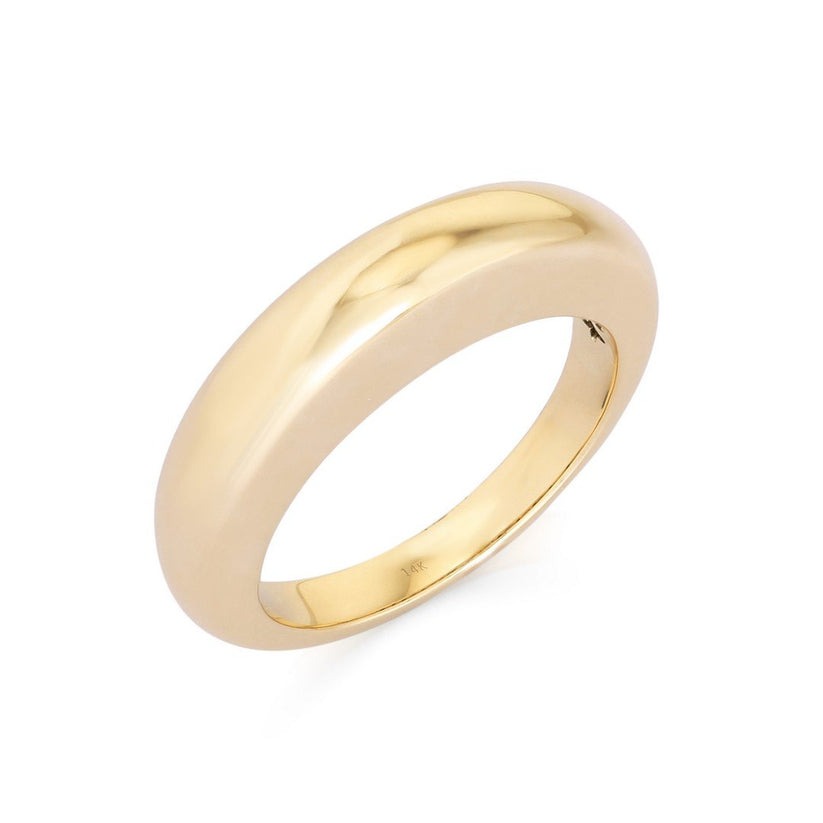 Classic Polished Finish 14K Solid Gold Domed Band Ring