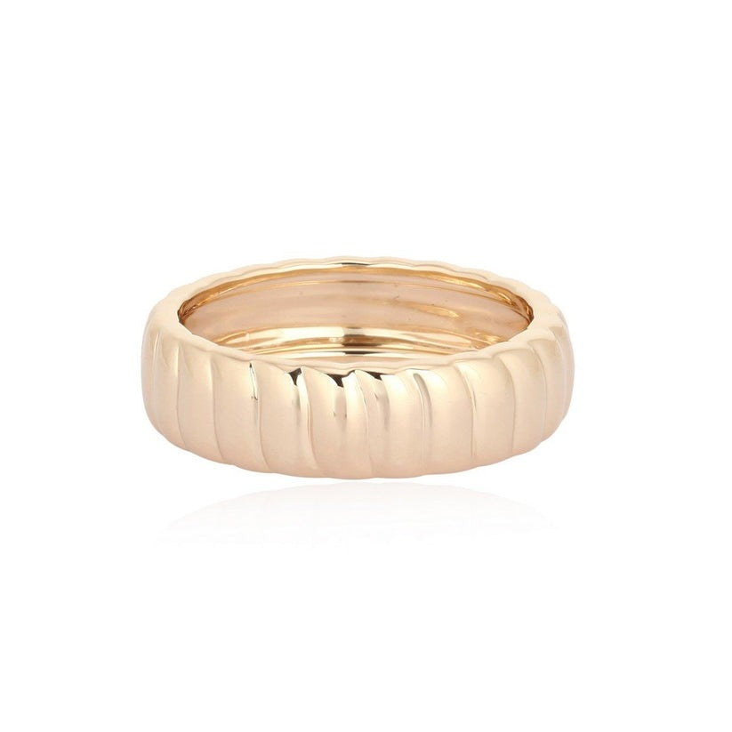 Textured Polished Band Ring in 14K Yellow Gold